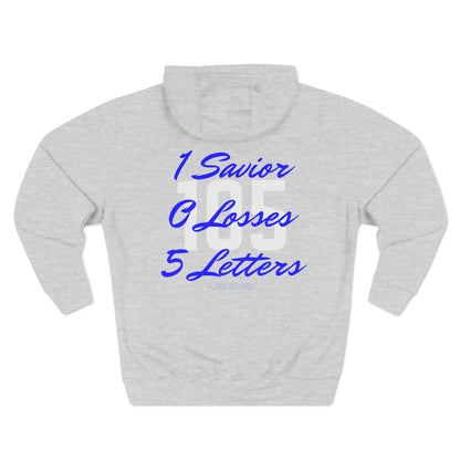 Adult 105 Christian Blue and White Letters Hoodie
