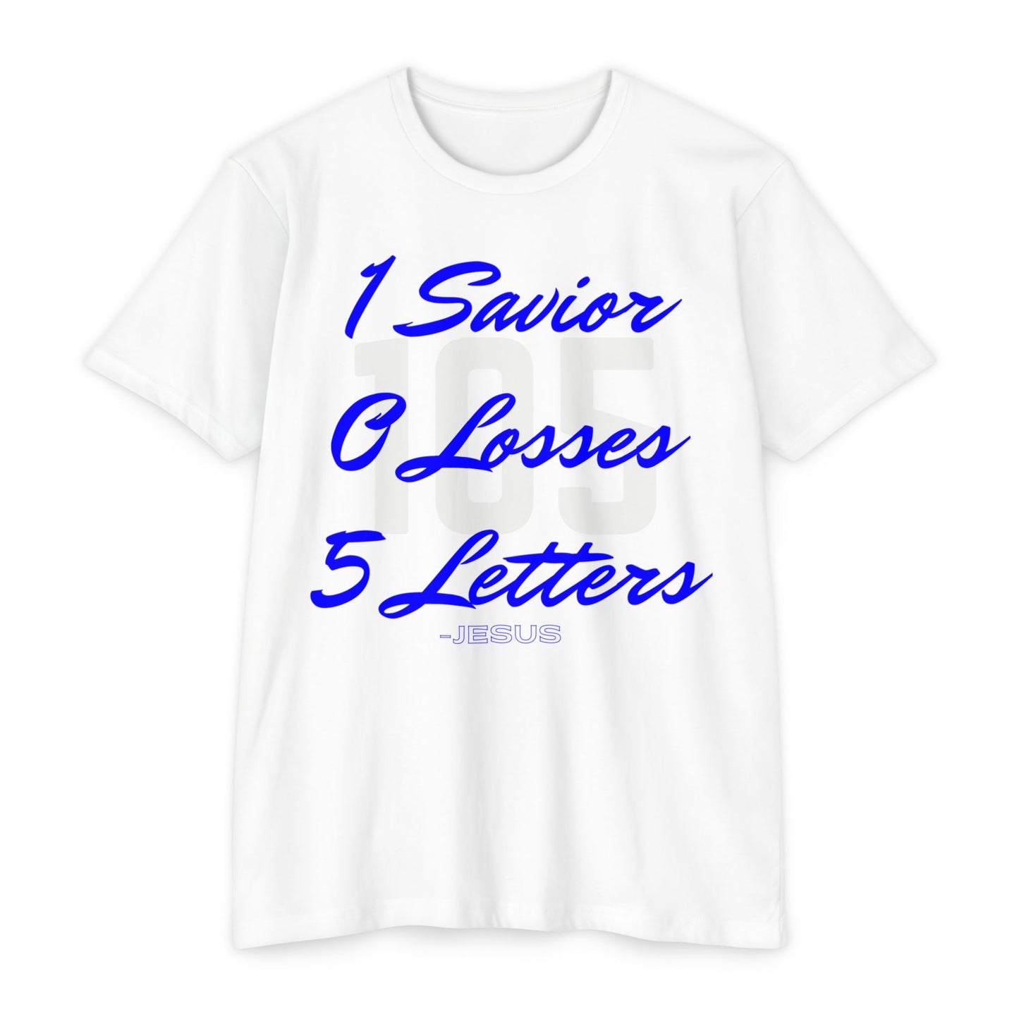 Adult 105 Christian Blue and White Letters Blended