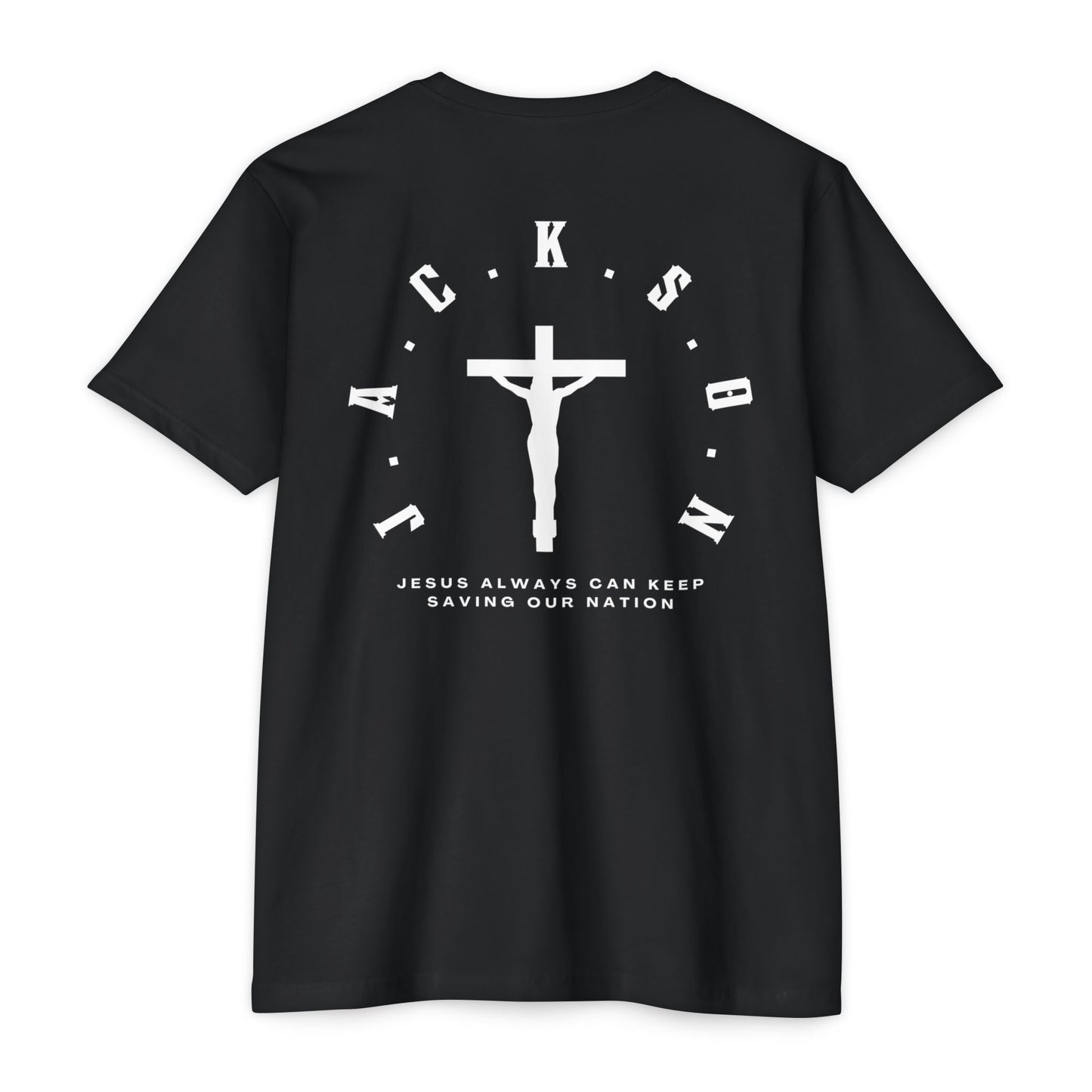 Adult Jackson White Cross & Letters Premium Tee