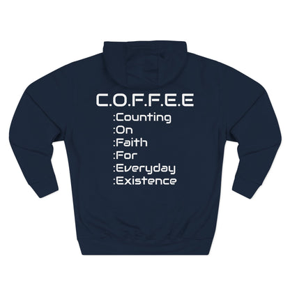 Adult Coffee Christian White Words Only Pullover Hoodie