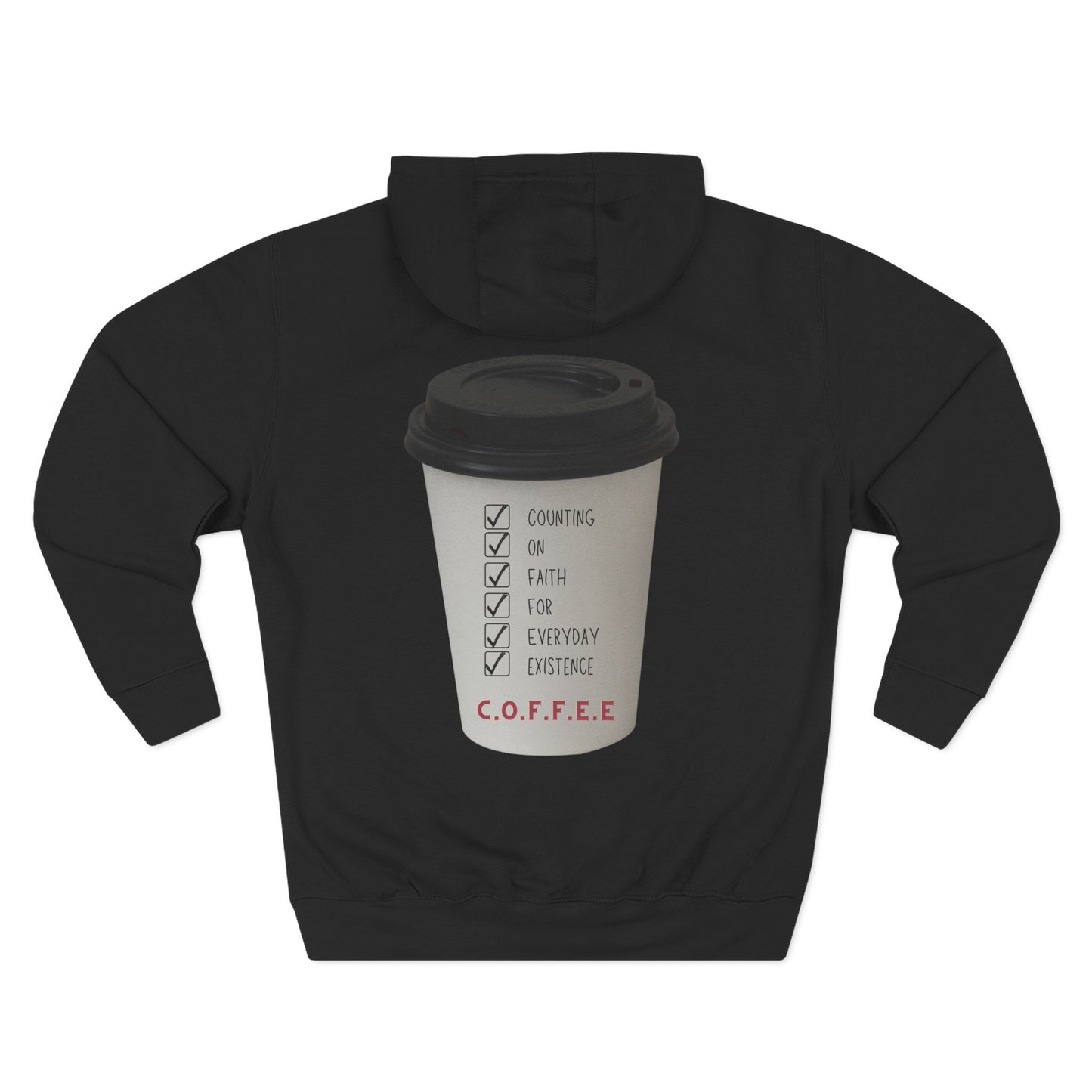 Adult Coffee Christian White Letters & Image Pullover Hoodie