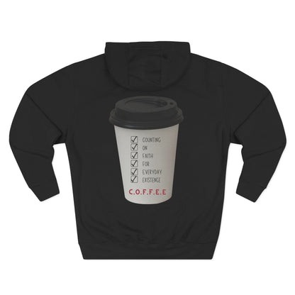 Adult Coffee Christian White Letters & Image Pullover Hoodie