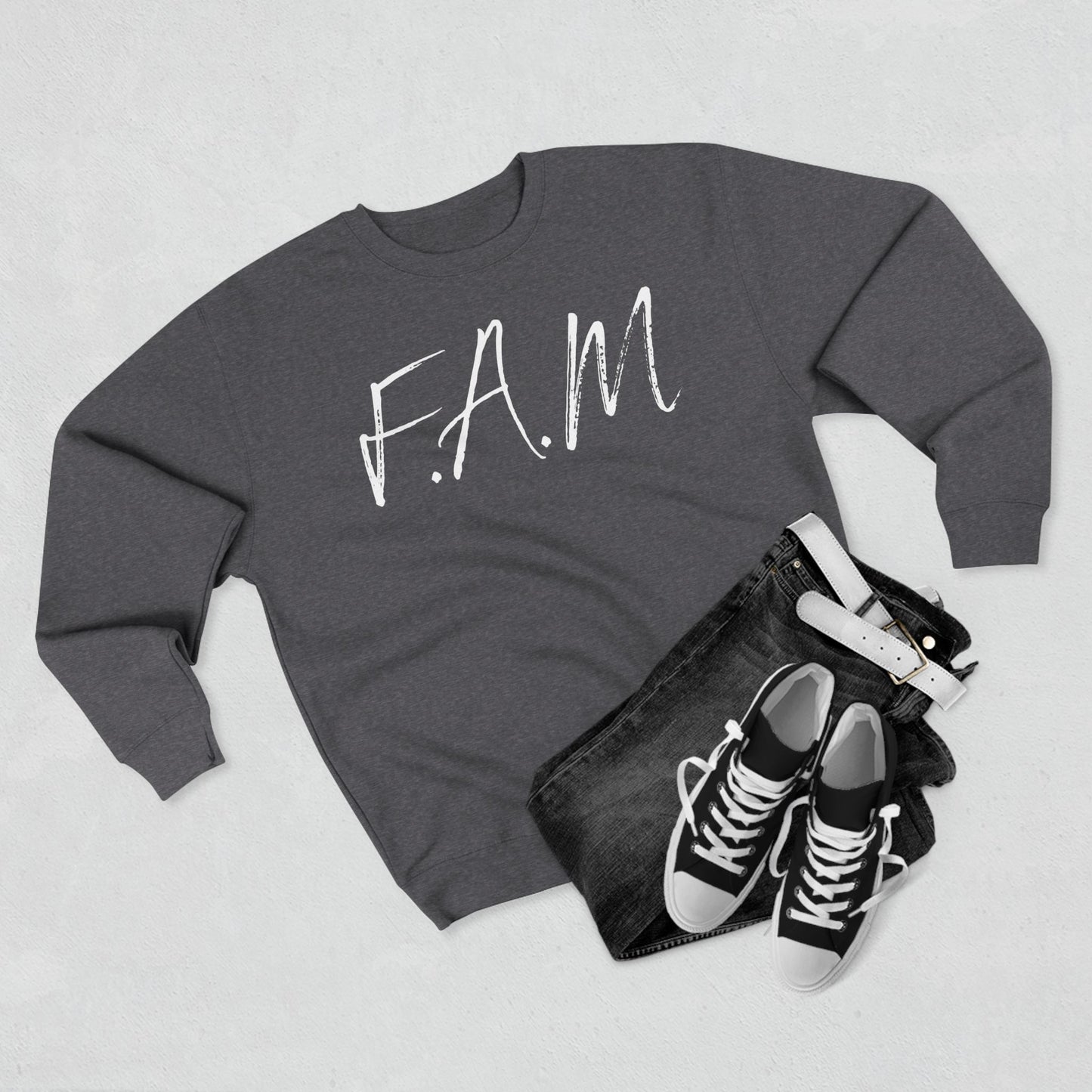 Adult Fam White Words Crewneck