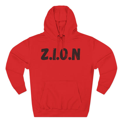 Adult Zion Black Words & Image Pullover Hoodie