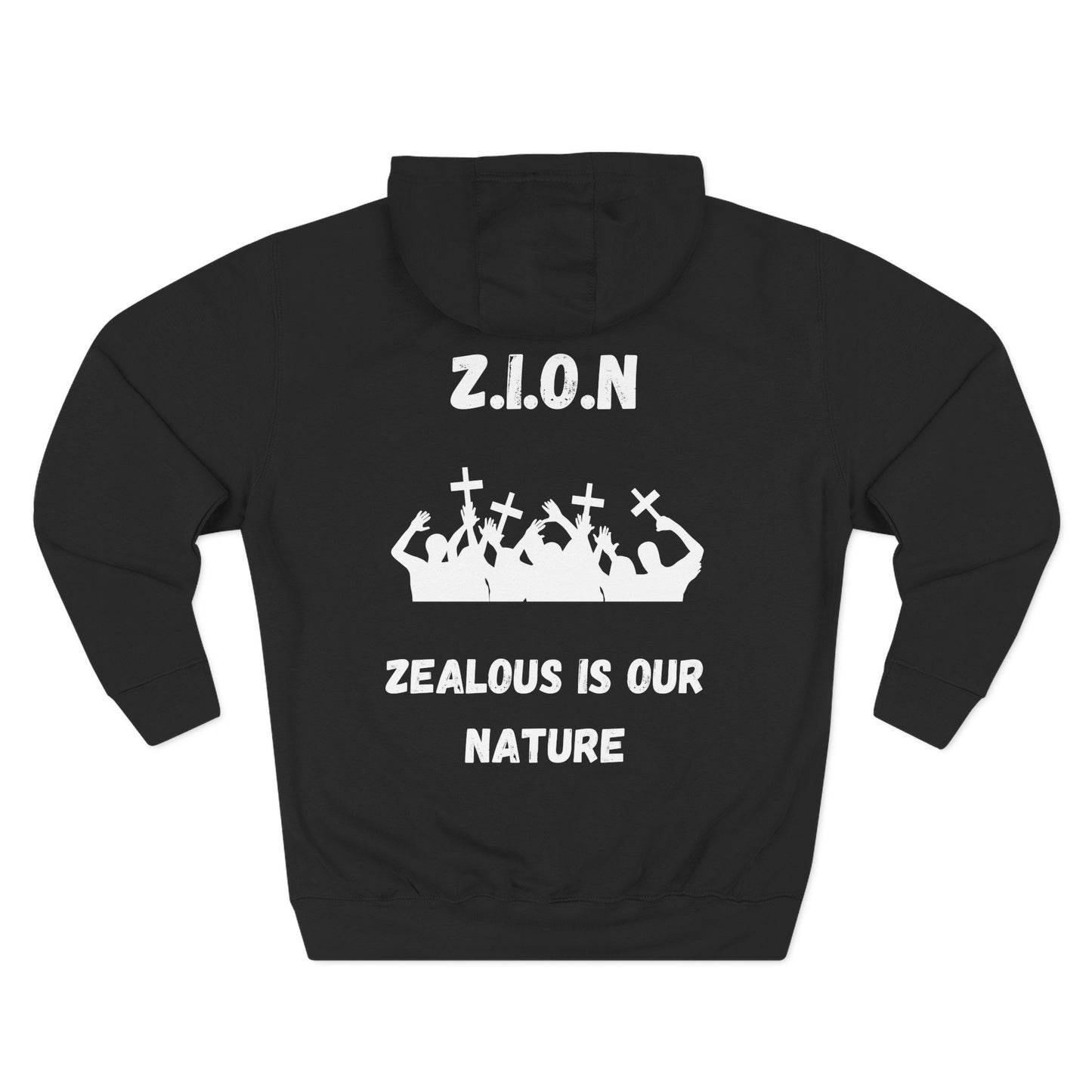Adult Zion White Words & Image Pullover Hoodie