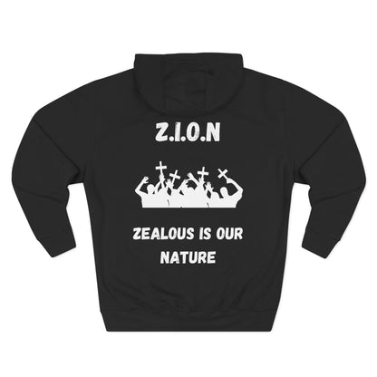 Adult Zion White Words & Image Pullover Hoodie
