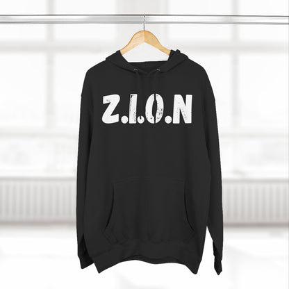 Adult Zion White Words & Image Pullover Hoodie
