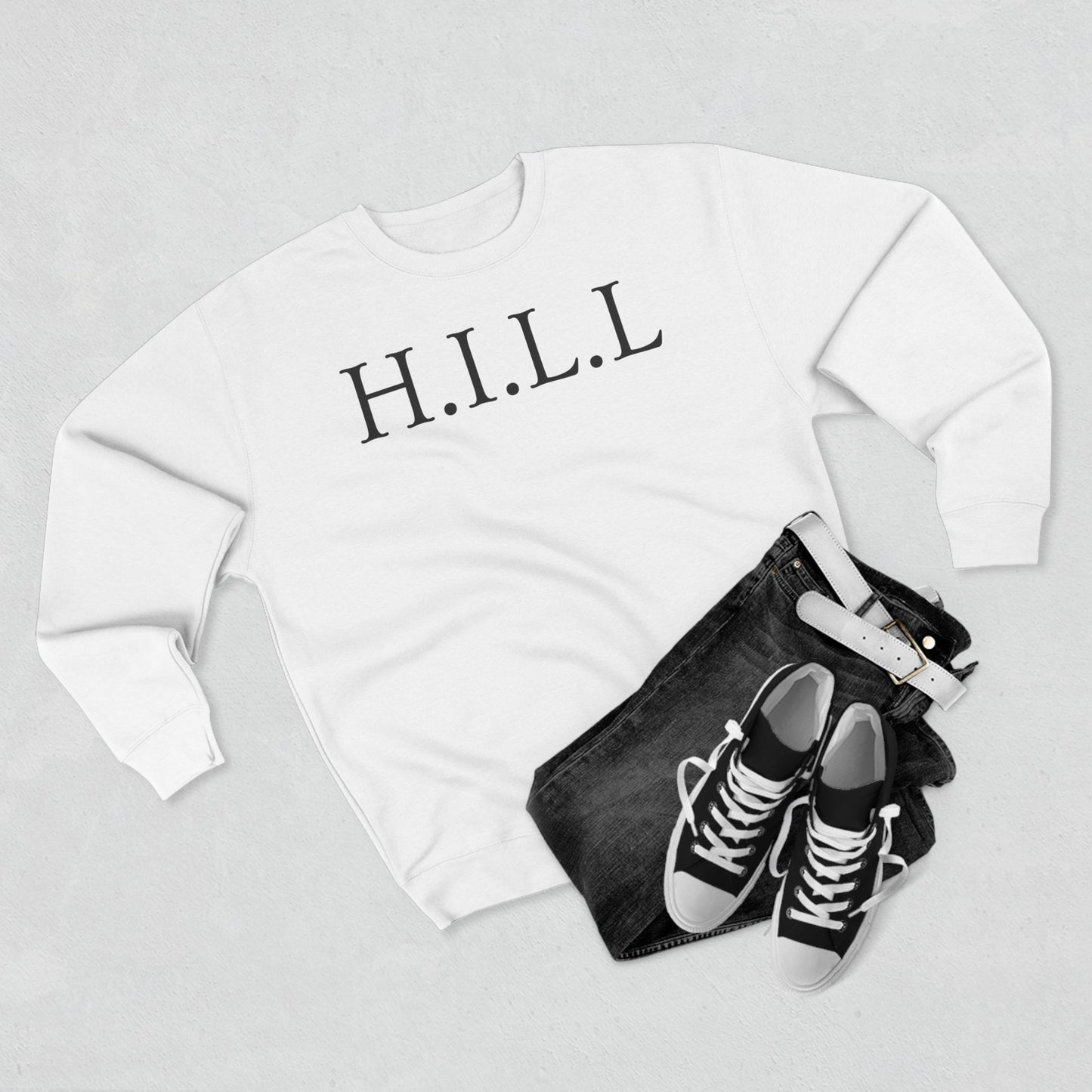 Adult Hill Christian Black Words Crewneck