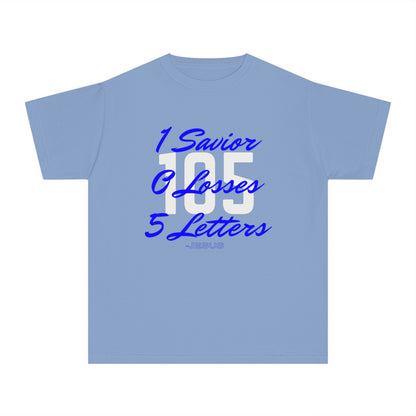 Youth 105 Christian Blue and White Letters
