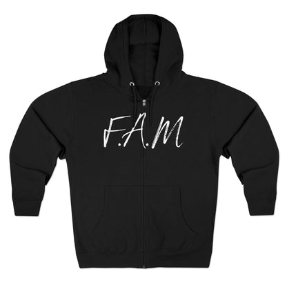 Fam Hoodie White Words Zipper