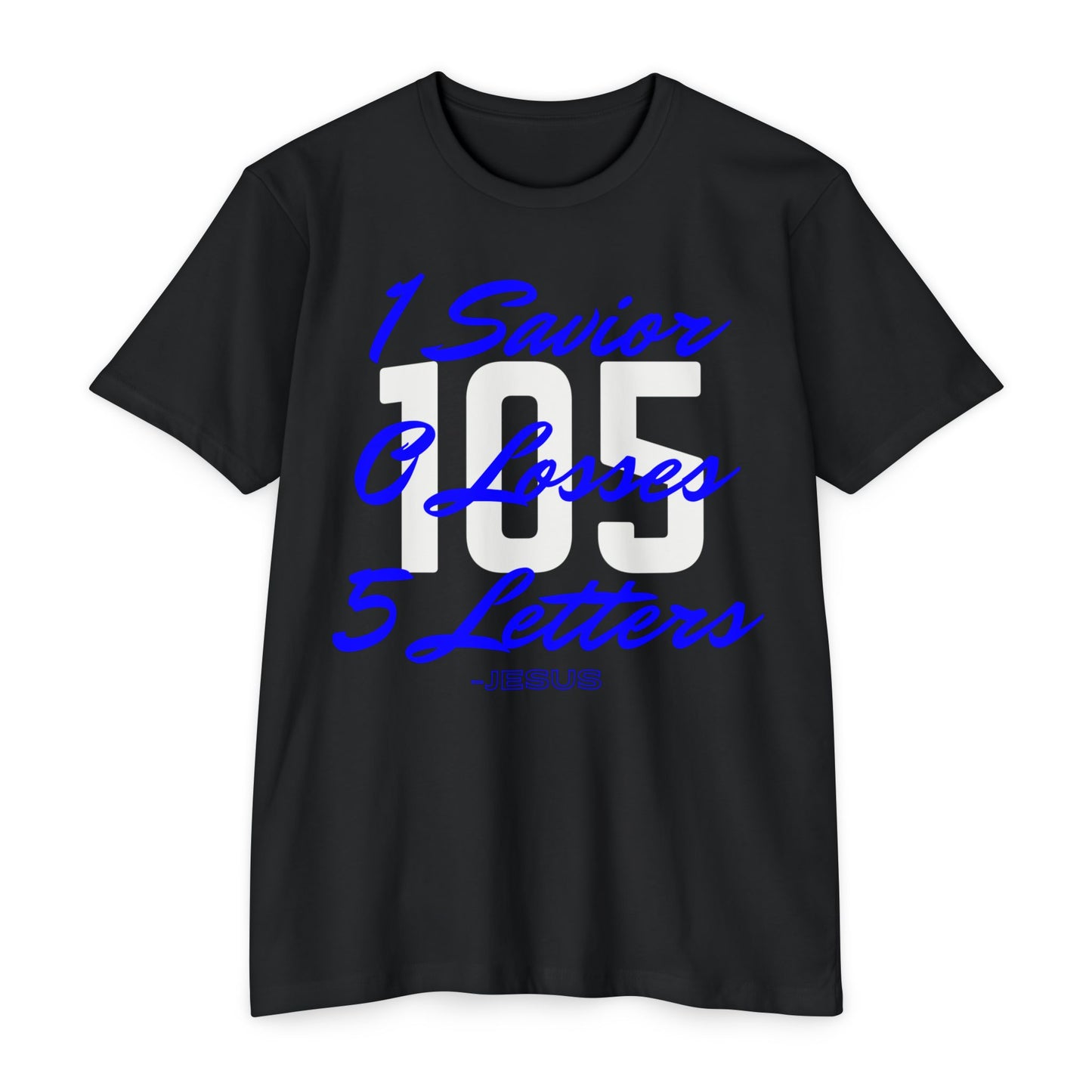 Adult 105 Christian Blue and White Letters Blended