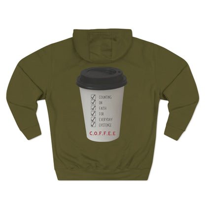Adult Coffee Christian White Letters & Image Hoodie