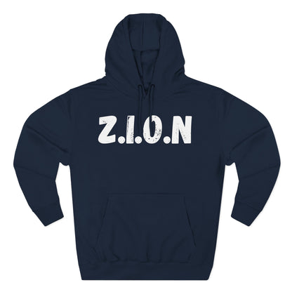 Adult Zion White Words & Image Pullover Hoodie