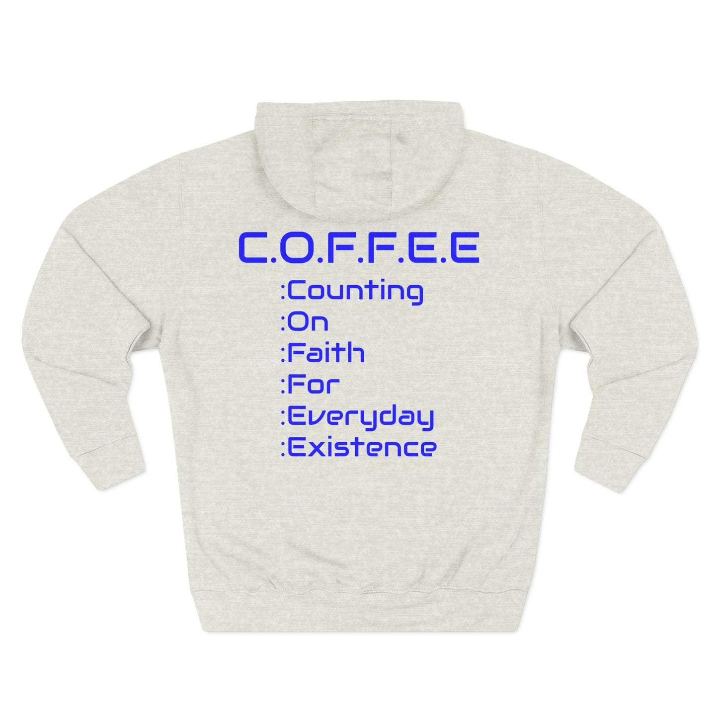 Adult Coffee Christian Blue Words Only Hoodie