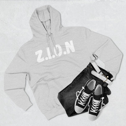 Adult Zion White Words & Image Pullover Hoodie