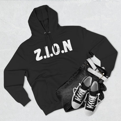 Zion Hoodie White Words & Image