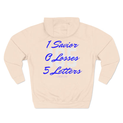 Adult 105 Christian Blue and White Letters Hoodie