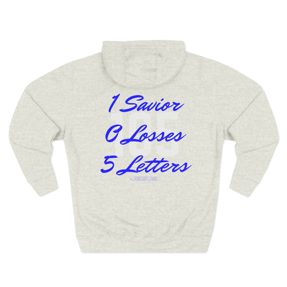 Adult 105 Christian Blue and White Letters Hoodie