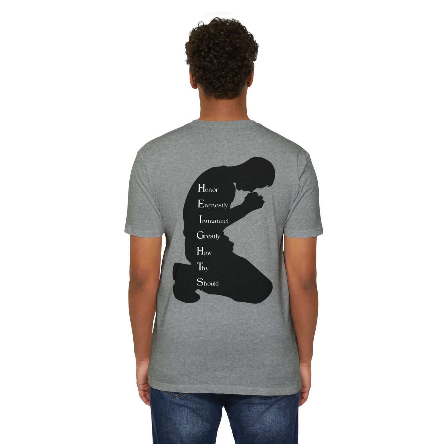 Adult Heights Christian Black Letters & Image Premium Tee