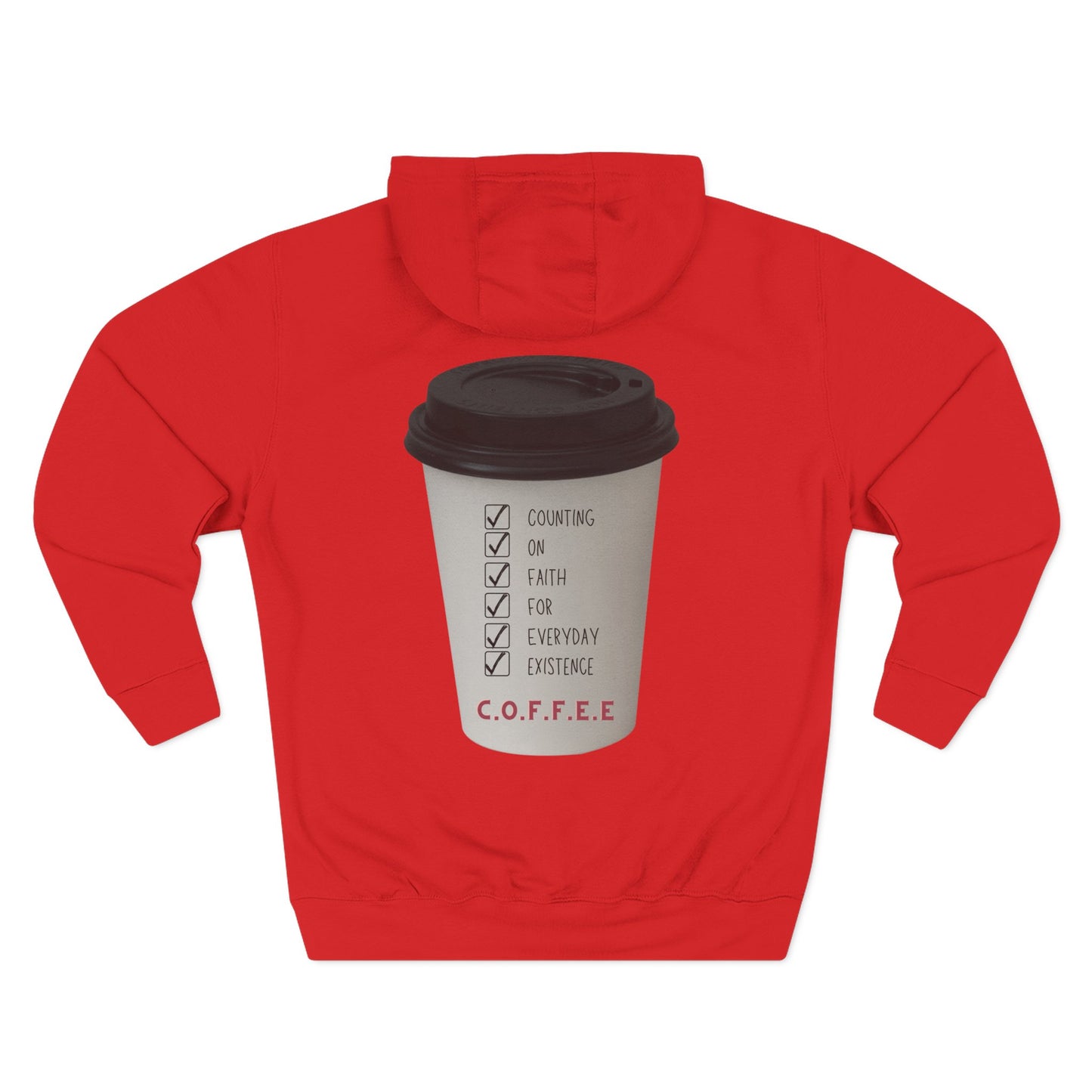 Adult Coffee Christian White Letters & Image Pullover Hoodie