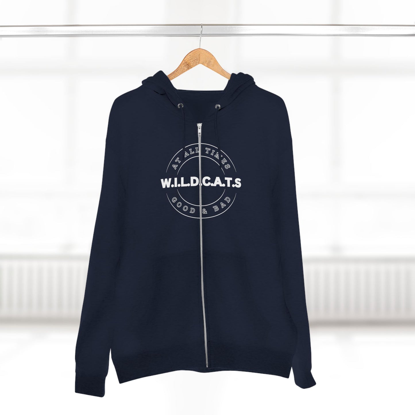 Adult Wildcats Christian White Letters & Picture Zipper Hoodie