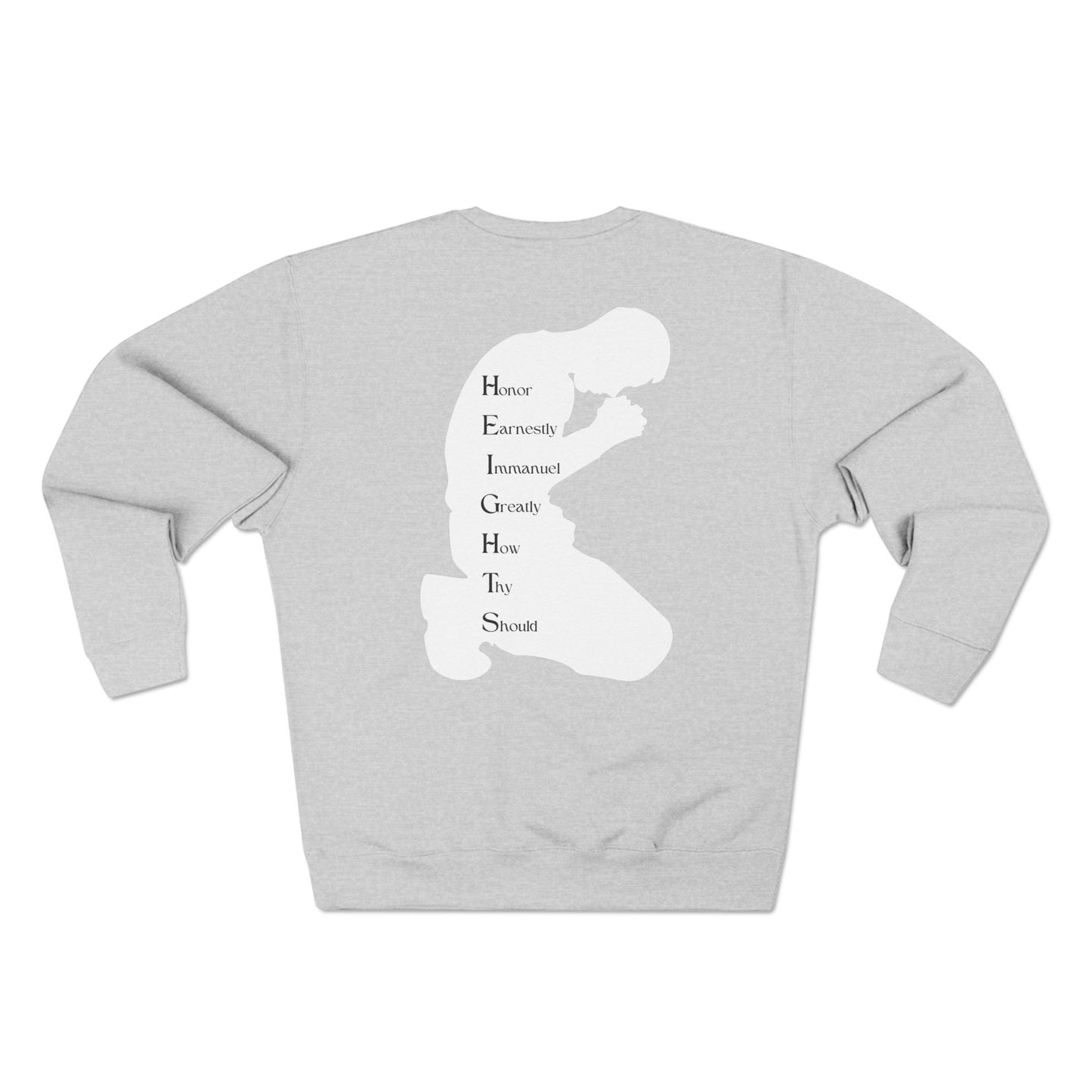 Adult Heights Christian White Letters & Image Crewneck