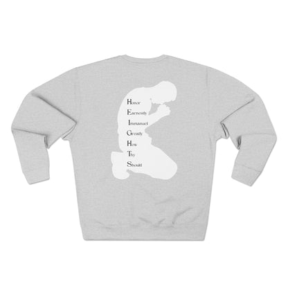 Adult Heights Christian White Letters & Image Crewneck