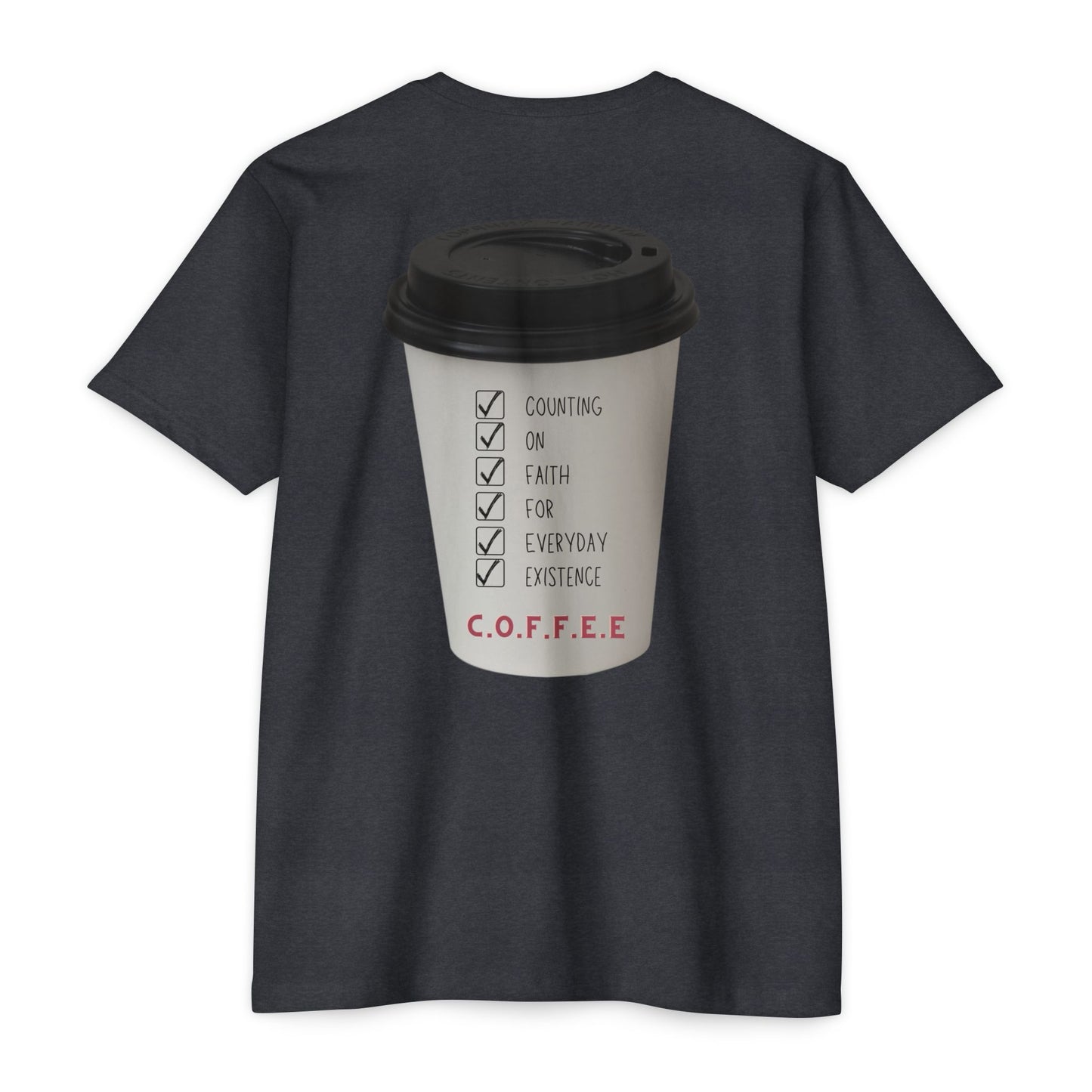 Adult Coffee Christian White Words & Image Premium Tee