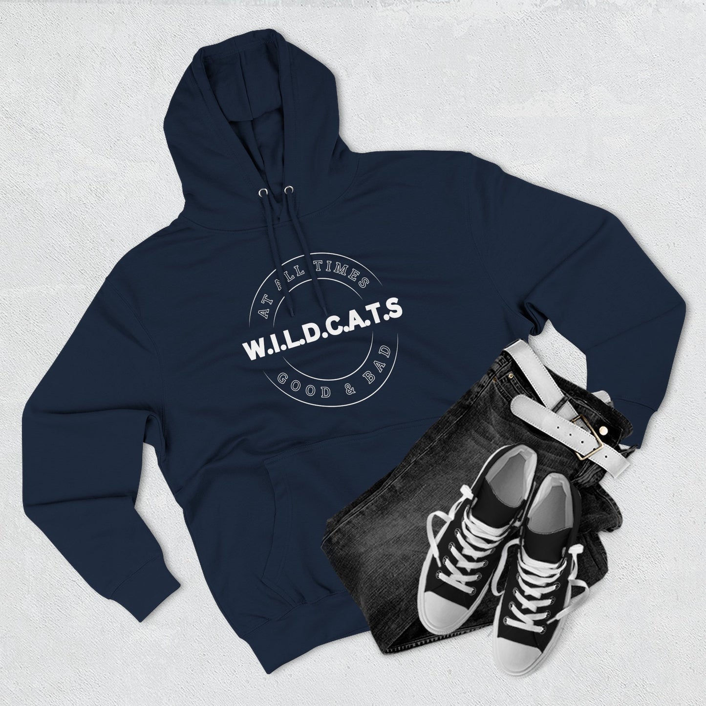 Adult Wildcats Christian White Letters & Picture Pullover Hoodie