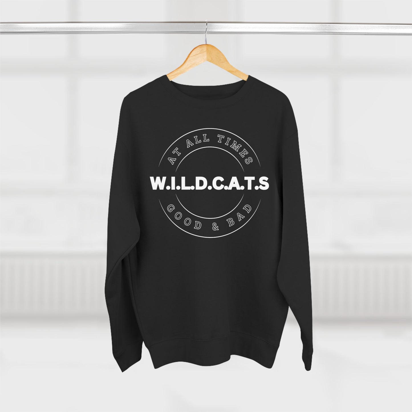 Wildcats Christian White Letters & Picture Crewneck