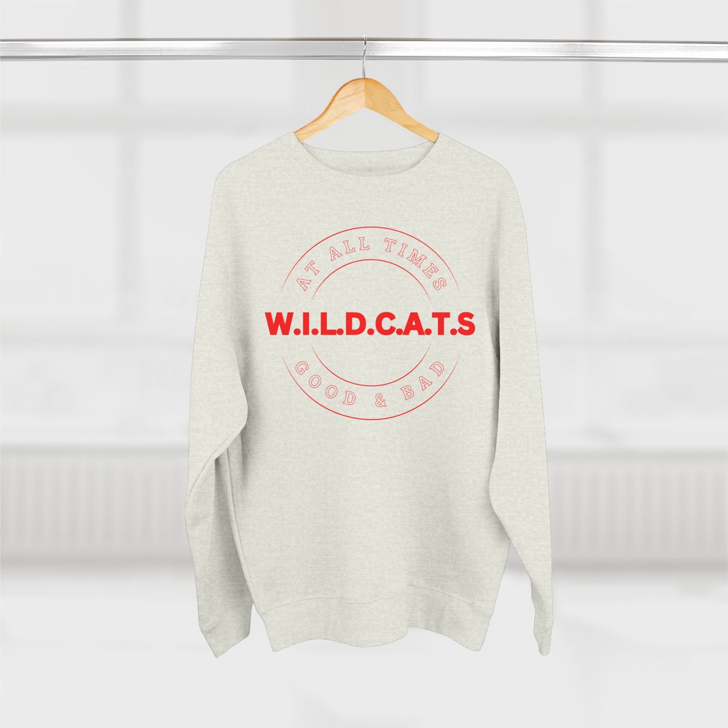 Wildcats Christian Red Letters & Picture Crewneck