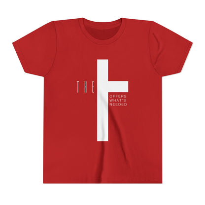 Youth T-Town Christian White Letters & Cross