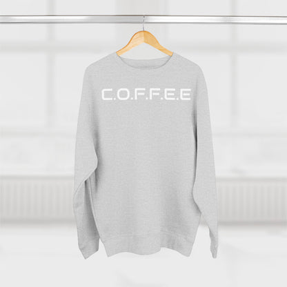 Adult Coffee Christian White Words & Image Crewneck
