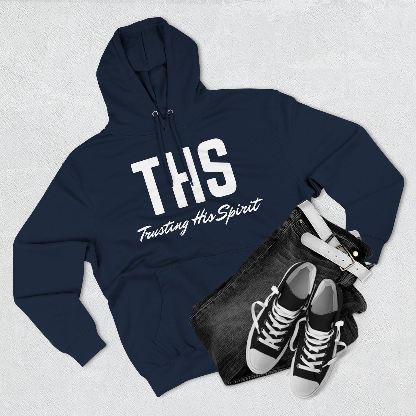 Adult THS Christian White Letters Hoodie