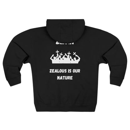 Adult Zion White Words & Image Zipper Hoodie