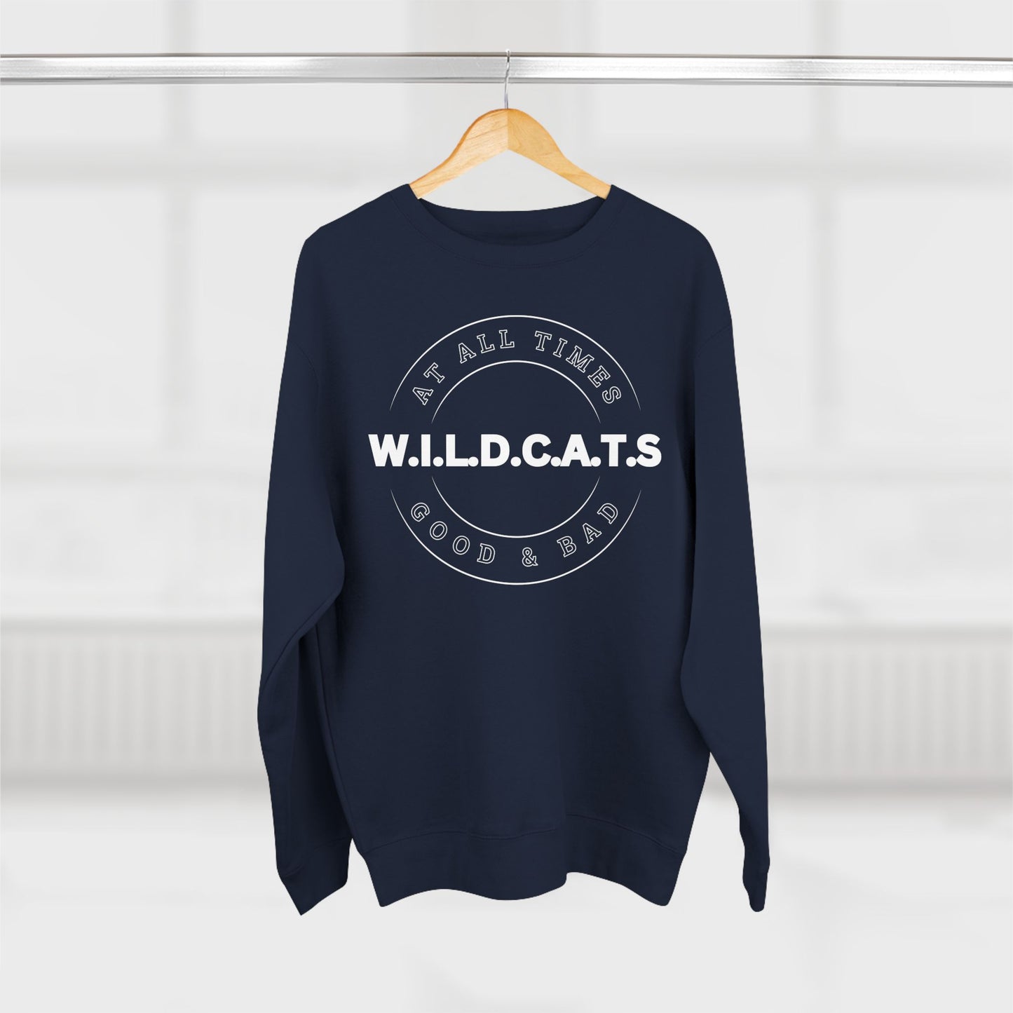 Adult Wildcats Christian White Letters & Picture Crewneck