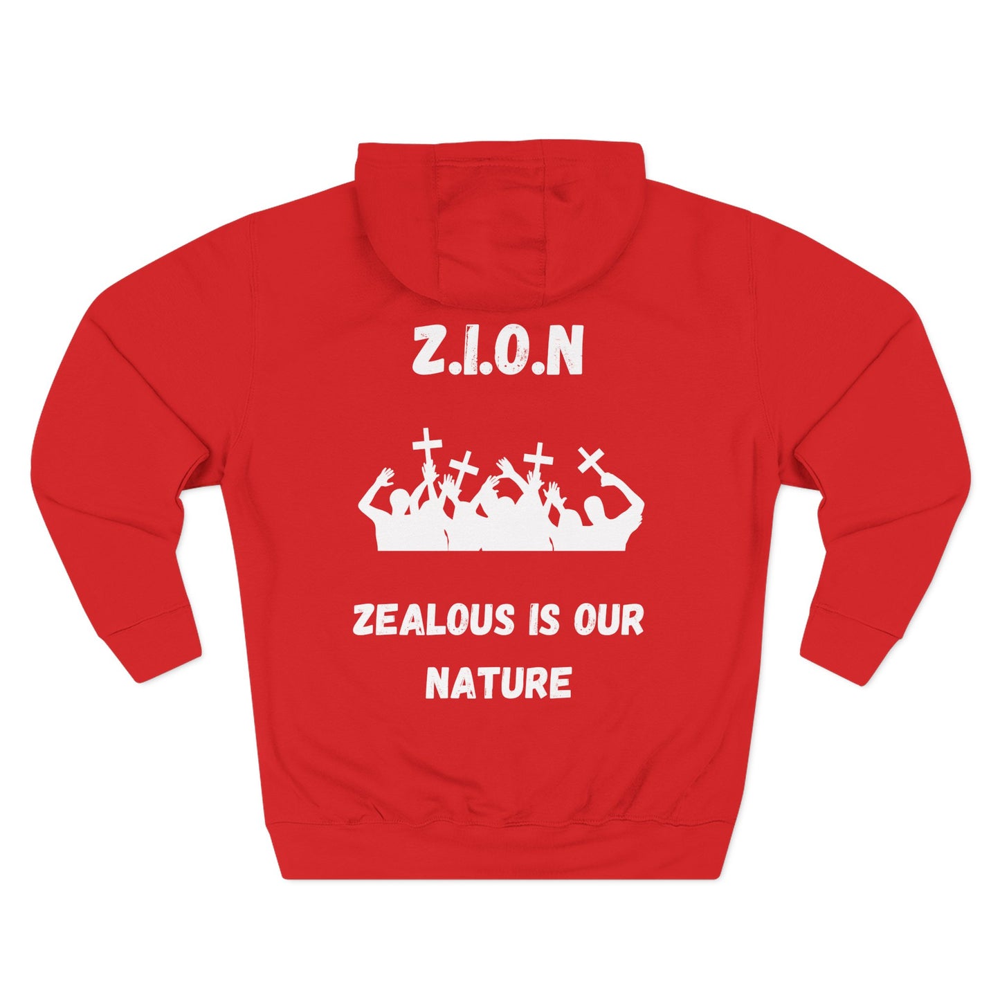 Adult Zion White Words & Image Pullover Hoodie