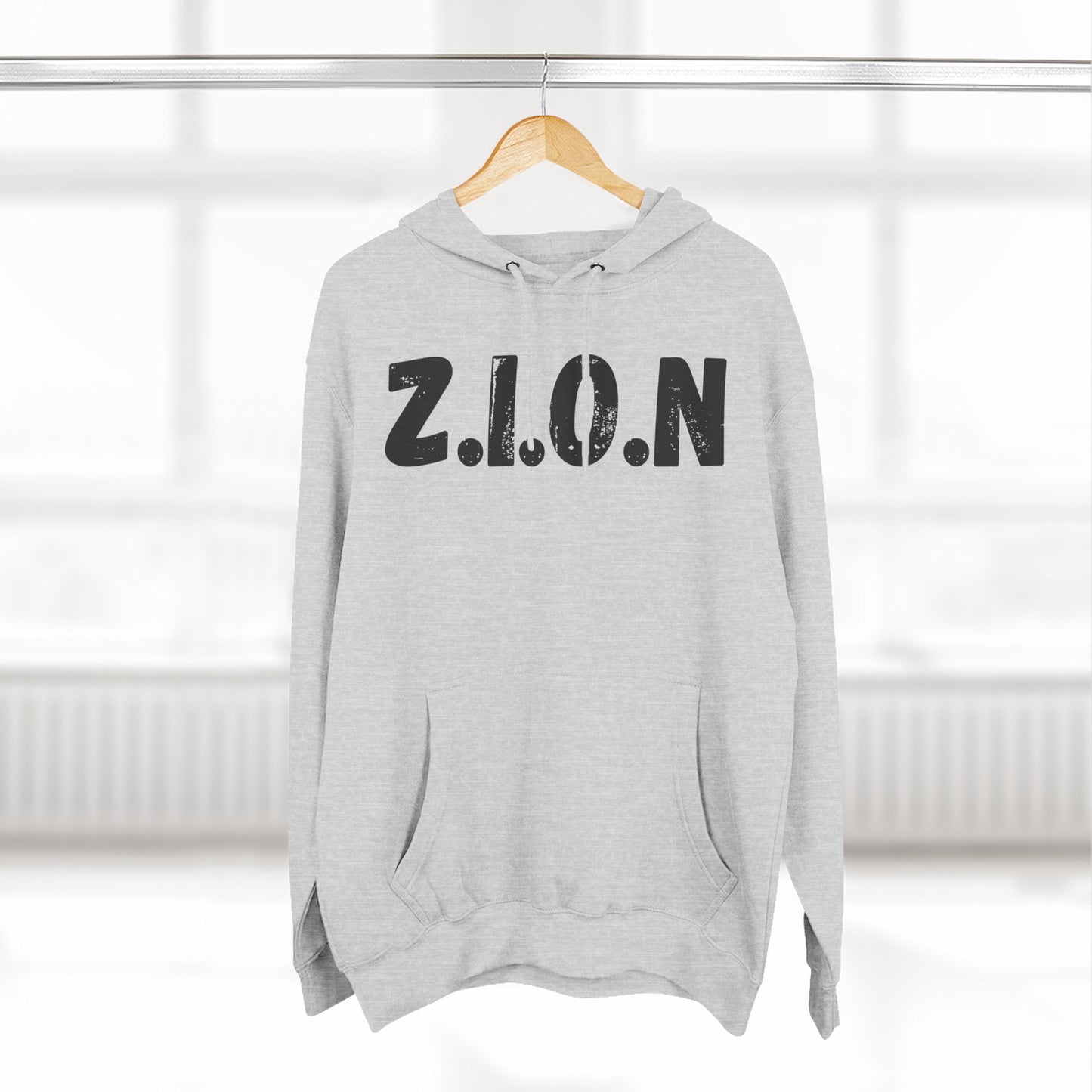 Adult Zion Black Words & Image Pullover Hoodie
