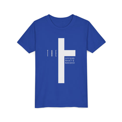 Youth T-Town Christian White Letters & Cross