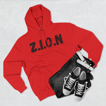 Adult Zion Black Words & Image Pullover Hoodie