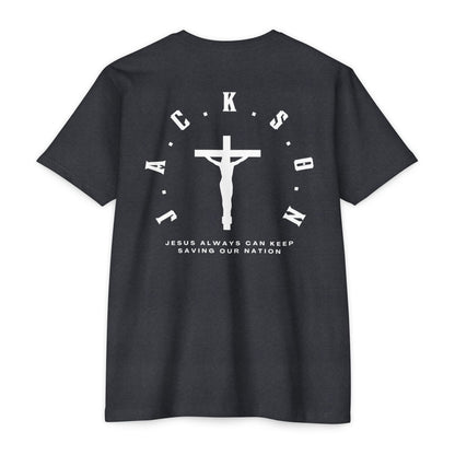 Adult Jackson White Cross & Letters Premium Tee