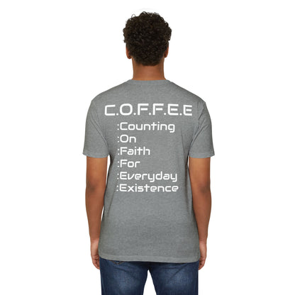 Adult Coffee Christian White Words Only Premium Tee
