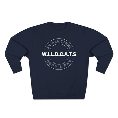 Adult Wildcats Christian White Letters & Picture Crewneck