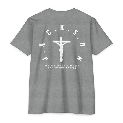 Adult Jackson White Cross & Letters Premium Tee