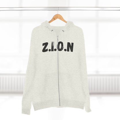 Zion Hoodie Black Words & Image Zipper