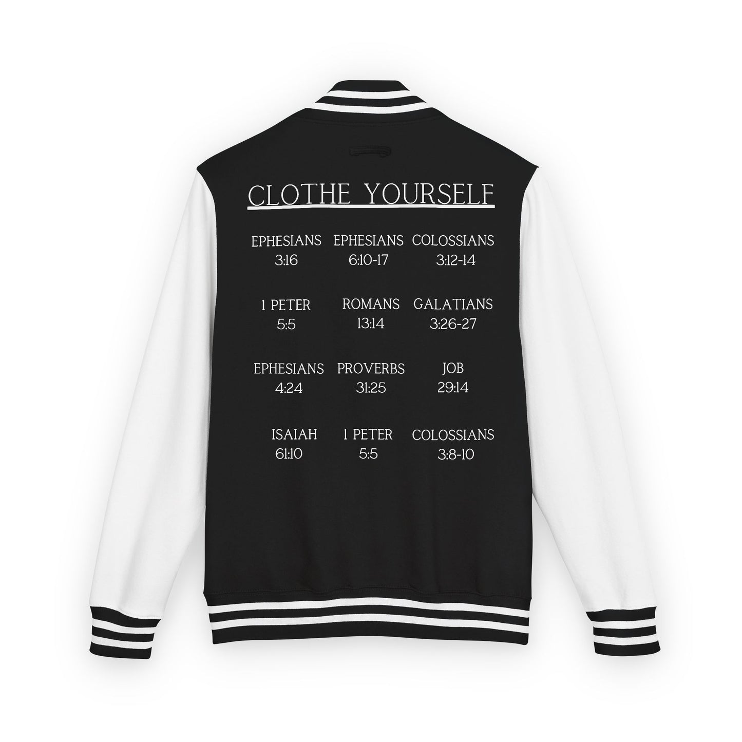 Clothe Yourself White Letterman