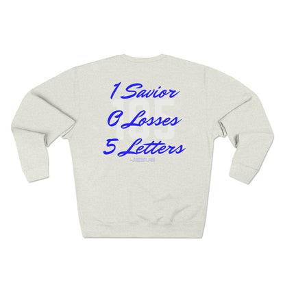 Adult 105 Christian Blue and White Letters Crewneck