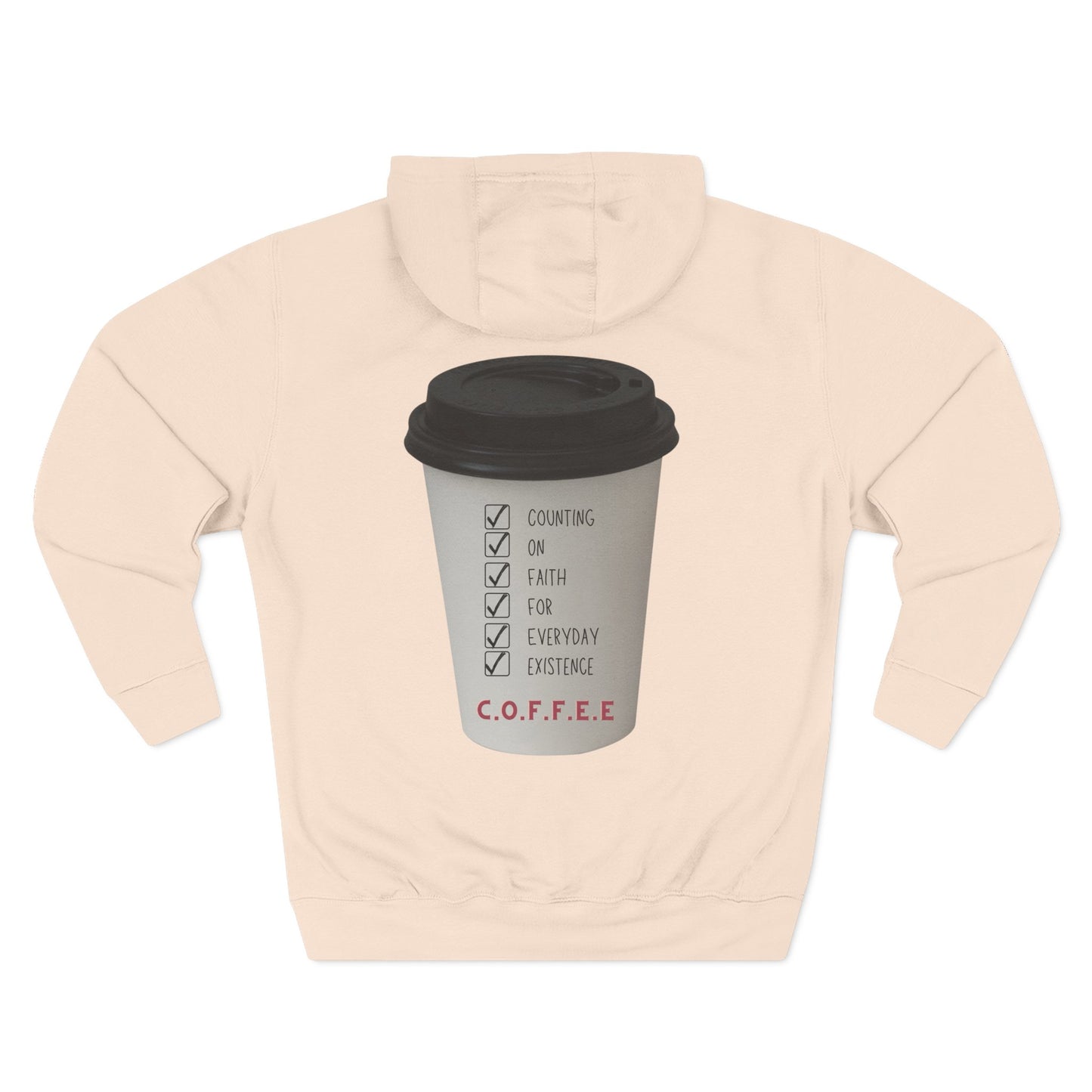 Adult Coffee Christian White Letters & Image Hoodie
