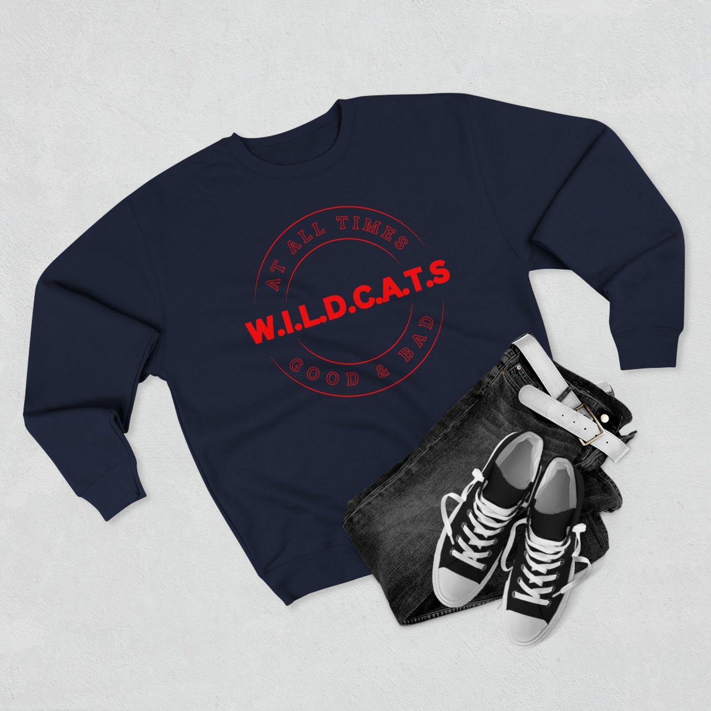 Wildcats Christian Red Letters & Picture Crewneck