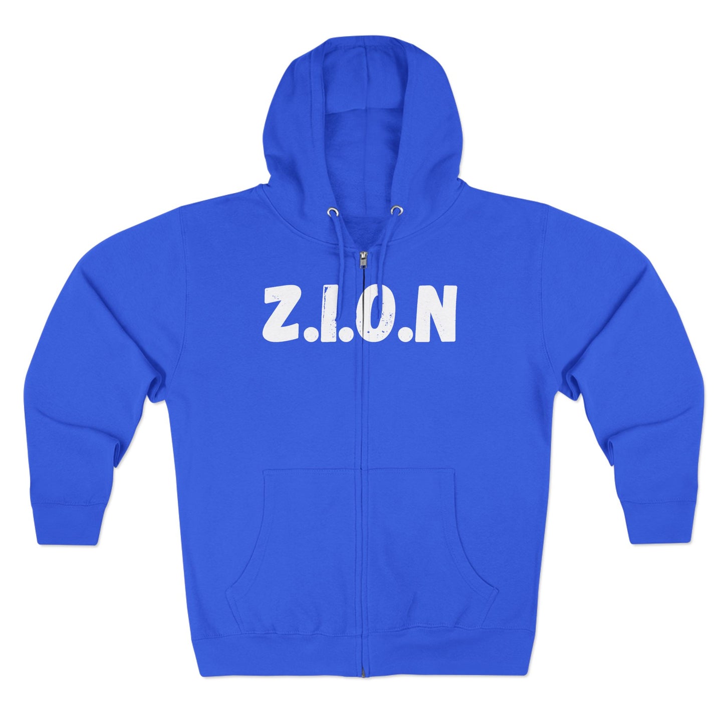 Adult Zion White Words & Image Zipper Hoodie